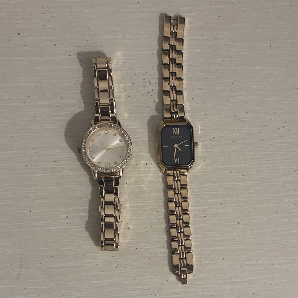 Set of 2 gold tone watches one is Anne Klein and one is a Walmart watch - Picture 1 of 8